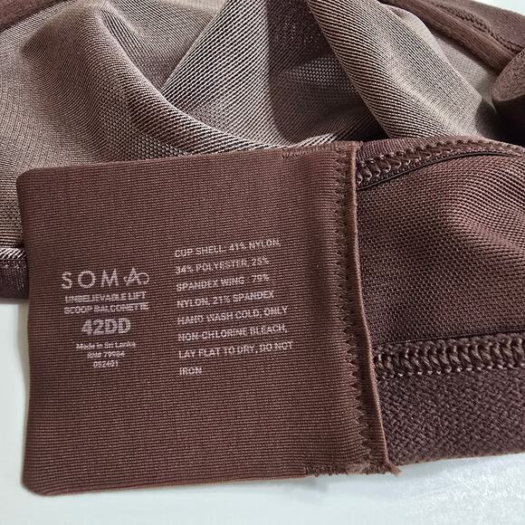Soma Unbelievable Lift Scoop Balconette Unlined Mocha Size 42DD 42E - Picture 7 of 7